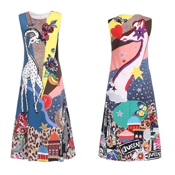 🍂 The Josseey Silk Embellished Giraffe Dress - Picture 3 of 8